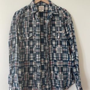 Lucky brand causal button up pattern plaid shirt